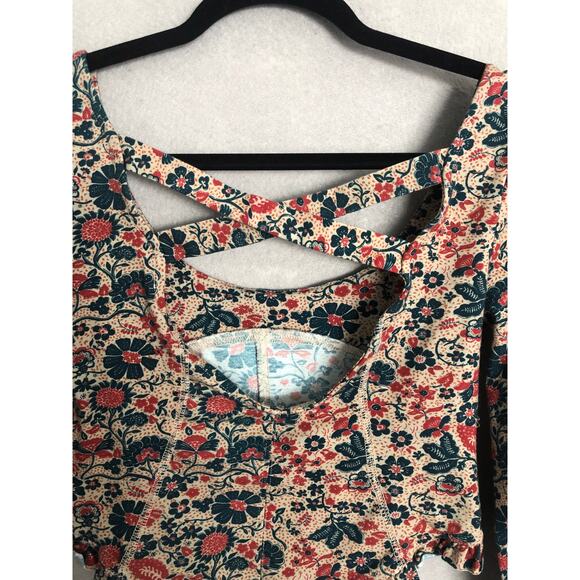 Free People Melanie Top Women's XS Floral Print Scoop Neck Ruffle Hem NEW - Picture 5 of 8
